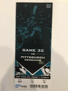 SAN JOSE SHARKS VS PITTSBURGH PENGUINS FEBRUARY 29, 2020 TICKET STUB - Picture 1 of 1