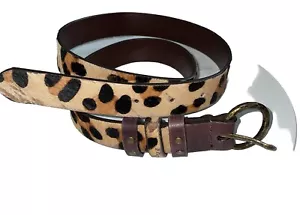 Chicos Animal Print Genuine Calf Hair Leather Women’s Belt 40” Long Brass Buckle - Picture 1 of 10