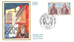 Enveloppe FDC FRANCE PREPARATION DU CODE CIVIL 1973 PARIS n1 - Picture 1 of 1