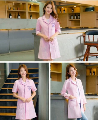 New Women Nurse Female Doctor White Dress Beautician Lab Coat Work Clothes (Rim) - Image 1 of 4