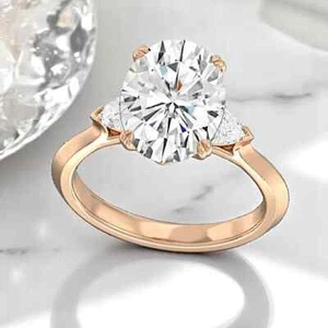 IGI Certified 2.70Ct Oval Cut Lab Grown Diamond Engagement Ring 14k Rose Gold - Picture 1 of 10