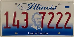 TRIPLE 222 license plate repeating 143 7222 IL Illinois - Picture 1 of 7