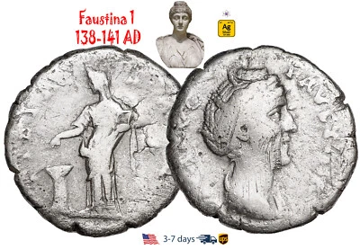 Ancient Roman Empire Coin Silver Faustina 1 138 141 AD Wife ANTONINUS PIUS#31523 - Image 1 of 3