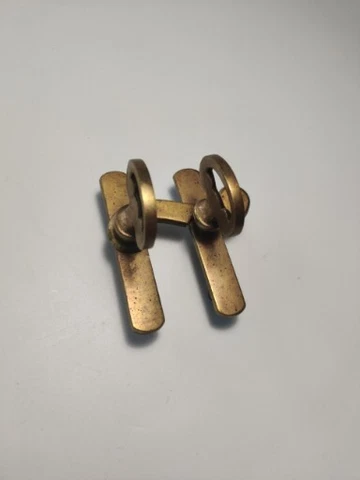 Vintage Solid Brass Thumb  Turn Swing Latch Lever Cupboard Cabinet Door 2-1/2" Cover