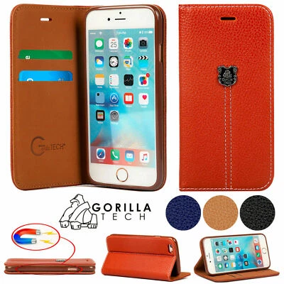 New Gorilla Tech Designer Flip Leather Wallet Case Stand Cover For Mobile Phones - Image 1 of 4