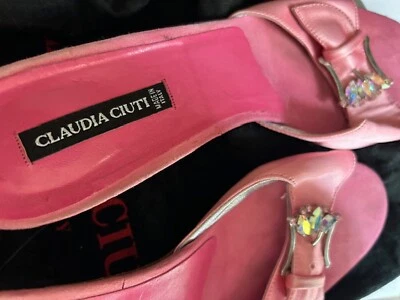 ROSA Claudia Ciuti Mujer Sandalias Tacón Corto Bomba con Hebillas Estrás Usadas en Excelente Condición Foto 1 de 4