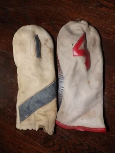 Vintage suede leather Golf Club headcovers: 1 & 4 unmatched - Imagen 1 de 5