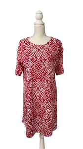 Ruby Rd Dark Pink White Short Sleeve Shift Dress Size L - Picture 1 of 6