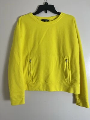 Sudadera corta de manga larga Lauren Ralph Lauren bolsa con cremallera amarilla talla S Foto 1 de 4