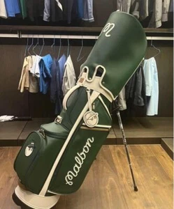 MALBON GOLF Caddy Bag Stand Type green Synthetic Leather / 5-way / 2Hood cover - Picture 1 of 4