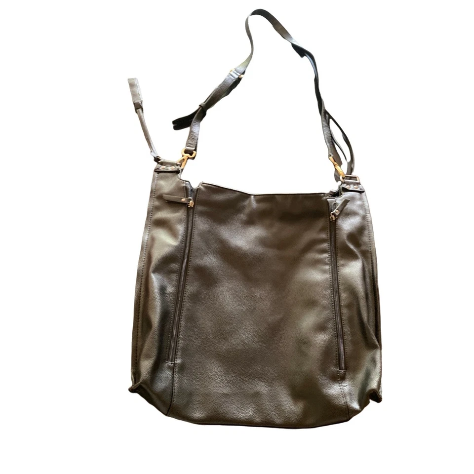 Черная веганская кожаная богемная наплечная сумка Joes на боковой молнии деталь - Изображение 1 из 4