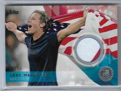 RARE 2016 TOPPS OLYMPIC ABBY WAMBACH SILVER RELIC CARD ~ /50 ~ USA SOCCER LEGEND - Image 1 of 2