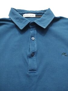 ETRO Men's POLO Style 100% Cotton (M) Blue Pique S/S Shirt MADE IN ITALY
