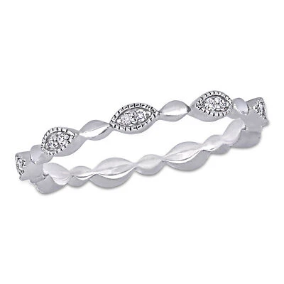 Amour 10k White Gold 1/10CT TDW Diamond Stackable Infinity Eternity Band - Image 1 of 4