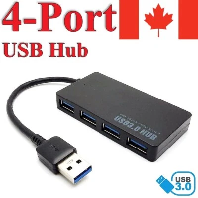 4 Port USB 3.0 HUB 5Gbps Charging Portable Compact Travel Adapter For Laptop PC - Image 1 of 4