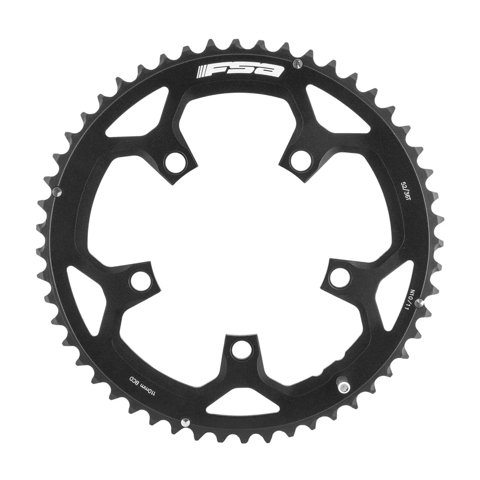 Full Speed Ahead Pro Road Chainring 52t 110 BCD 10/11-Speed Aluminum N11 Black - Image 1 of 1