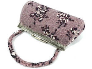 Vintage 60er Jahre japanische Handtasche handgeperlen hell Lavendel Blumenmuster - Bild 1 von 6