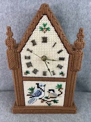 Cross Stitch Pattern 3-D Wall Clock Blue Birds Tested & Working Handmade - Image 1 of 4