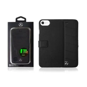 MERCEDES-BENZ FOLIO CASE FLIP COVER PER IPHONE 7 NERO CON CHIUSURA LATERALE - Foto 1 di 1