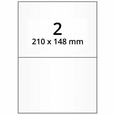 20 A4 White Matt 2 Stickers per sheet Self Adhesive Inkjet Laser Printable Paper - Image 1 of 3