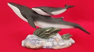Masterpiece Porcelain Endangered Species Fin Whale Figurine 1995 Homco 5"H X 8"L - Picture 1 of 7