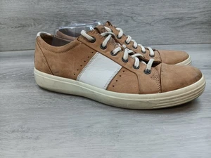 Ecco Soft 7 Mens Sneaker Lace Up Leather Size 10 Brown Athletic Shoes Golf - Picture 1 of 12