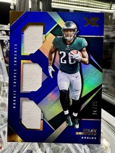 2019 XR Rookie Triple Threats Materials Blue Miles Sanders Rookie Swatches /75 - Picture 1 of 3