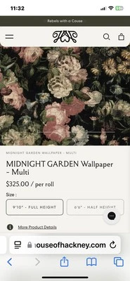 Обои Anthropologie House Of Hackney Midnight Garden рулон 3 метра новые запечатанные - Изображение 1 из 4
