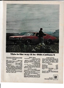 Original 1968 Oldsmobile Cutlass S Magazine Ad "This is the Way It Is..." - Picture 1 of 1