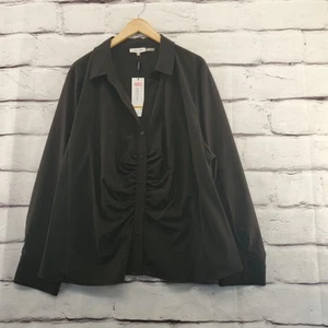 CALVIN KLEIN Top Womens 3X Button Down Long Sleeve Black NWT - Picture 1 of 10