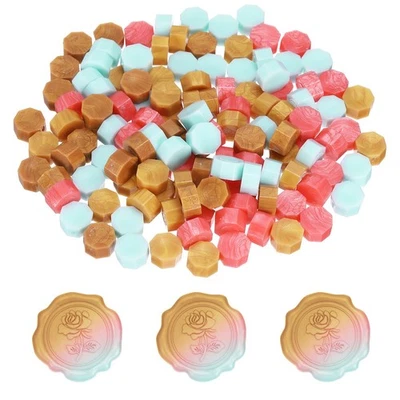 Kit de 4 cuentas de sellado de cera hexagonales rosa rojo/amarillo/oro/azul Foto 1 de 4