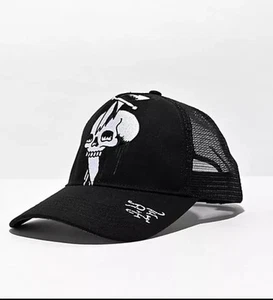 Ed Hardy Trucker Hat Embroidered Skull Black Snapback Cap - Bild 1 von 9