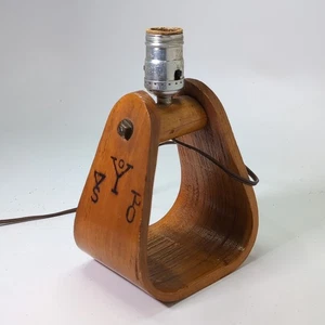 Vintage Roy Rogers western stirrup table lamp ranch branding Iron Rodeo - Picture 1 of 5