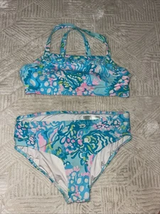 Lilly Pulitzer  UPF 50+ Girls Caia Bikini Fished My Wish Size 14 - Picture 1 of 11