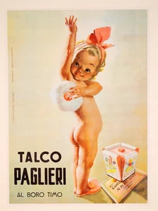 TALCO PAGLIERI Italian Baby Powderby Gino Boccasile vintage poster  c1950 - Picture 1 of 3