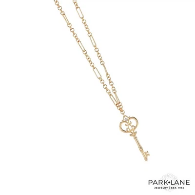 Park Lane Eternal Key Statement Long Necklace Goldtone Micro Crystals  - Image 1 of 4