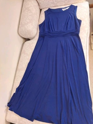 NEW! Coldwater Creek Sleeveless Royal Purple Empire Ruched Waist Knit Dress 18W - Image 1 of 4