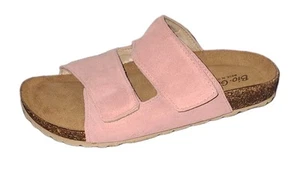 BIO GOLD Women Shoes Sandals Pink Slide Wedge Size 7.5 Made In Italy Adjustable - Picture 1 of 8