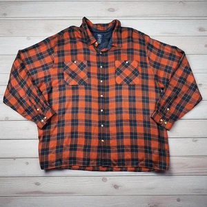 Camisa De Franela John Blair De Colección Hombres 3XL Roja Naranja Botón A Cuadros Manga Larga - Imagen 1 de 5