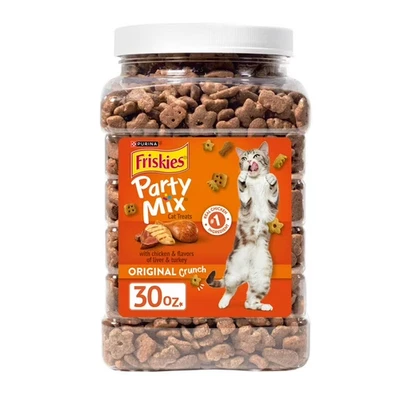 Purina Friskies Party Mix Cat Treats, Original Crunch Snacks, 30 oz. Canister... - Image 1 of 4