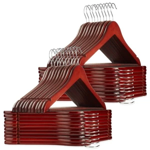 40 Cherry Wooden Suit Hangers for Coats Jackets Shirts Skirts - Picture 1 of 1