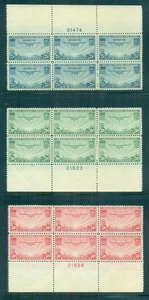 Placa de correo aéreo n.º #C20-22 de EE. UU. Bloques de 6, og, NH, VF, Scot $190.00 - Imagen 1 de 1