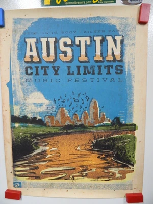 PÓSTER CONMEMORATIVO OFICIAL DEL FESTIVAL DE MÚSICA AUSTIN CITY LIMITS 2007 18 por 24" Foto 1 de 4