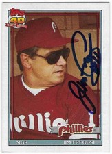 JIM FREGOSI 1991 TOPPS TRADED AUTOGRAPHED SIGNED # 43T PHILADELPHIA PHILLIES DEC