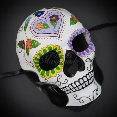 Day of the Dead Full Face Skull Skeleton Head Halloween Costume Masquerade Mask - Image 1 of 4