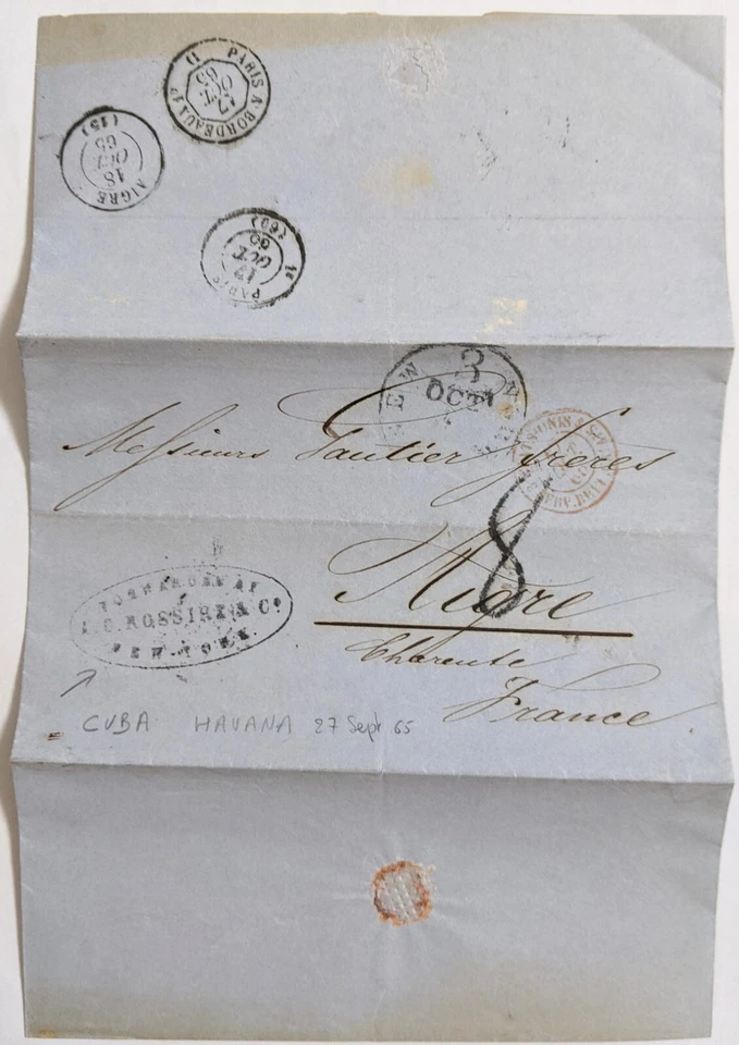 Habana, CU--Gautier Freres, Aigre, FR/F'wding Agt., A.C. Rossire & Co., NY/1865 - Image 1 of 2