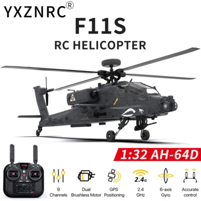 YUXIANG F11-S AH-64D Apache RC Helicopter RTF 9CH 2.4G 6-Axis 3D GPS Positioning - Image 1 of 4
