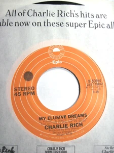 CHARLIE RICH * 45 * My Elusive Dreams * 1975 #3 Country #49 POP * MINT UNPLAYED - Picture 1 of 1