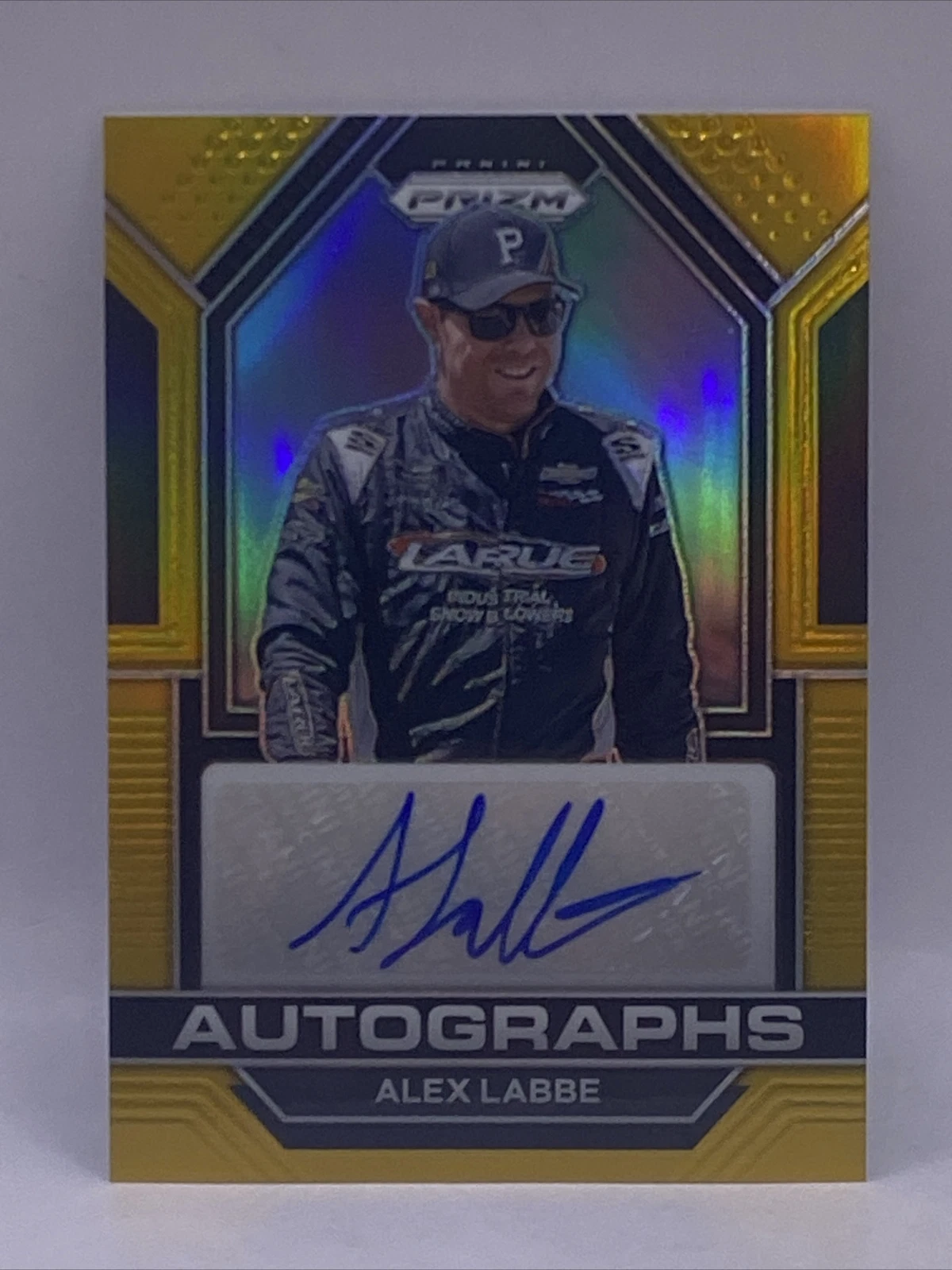 2023 Panini Prizm Racing #A-ALB Autographs Gold Prizm Auto #04/10 Alex Labbe