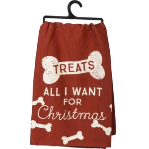 All I Want For Christmas is Treats Dog Dish Towel Red Pet PBK - Picture 1 of 1